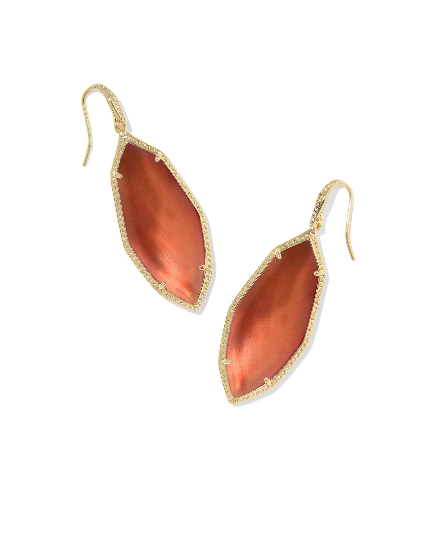 Ophelia Drop Earrings Gold Burnt Orange Mother of Pearl