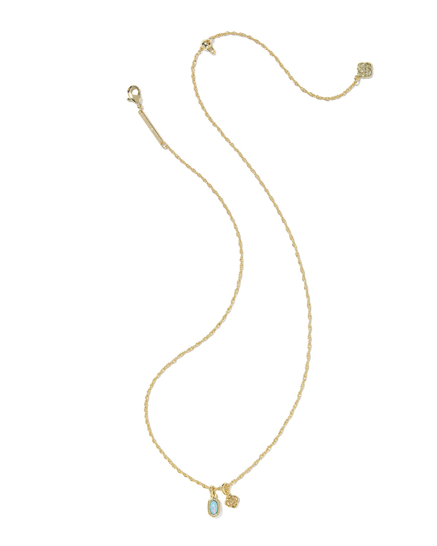 Mini Elisa Dira Necklace Gold Blue Lab Grown Opal