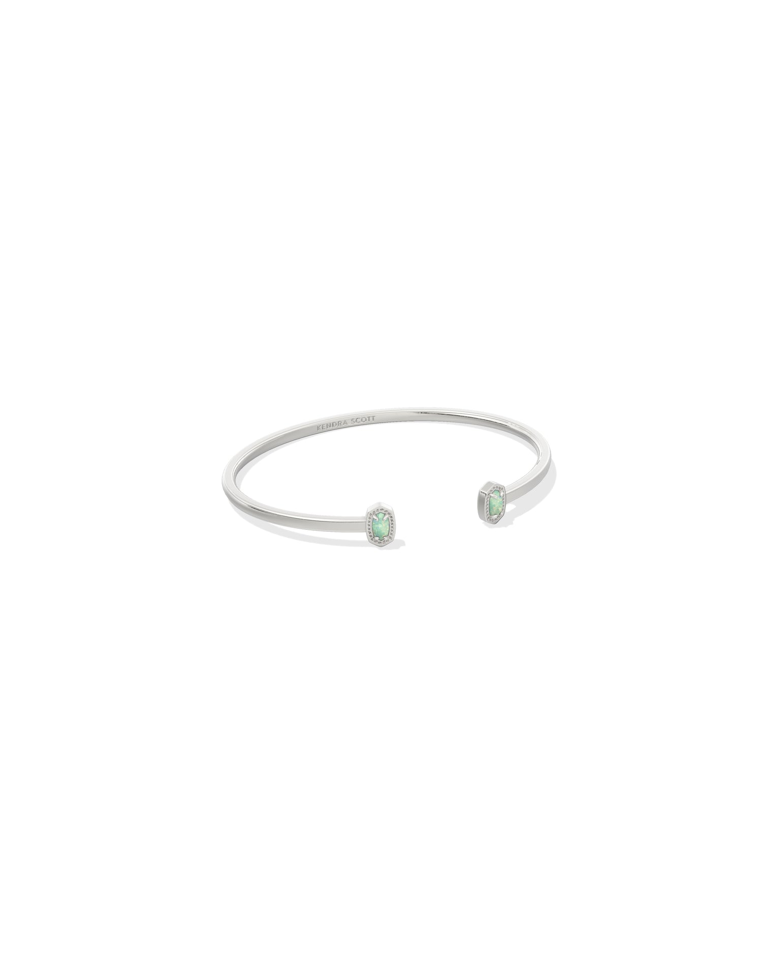 Mini Elton Cuff Bracelet Silver Green Lab Grown Opal S/M