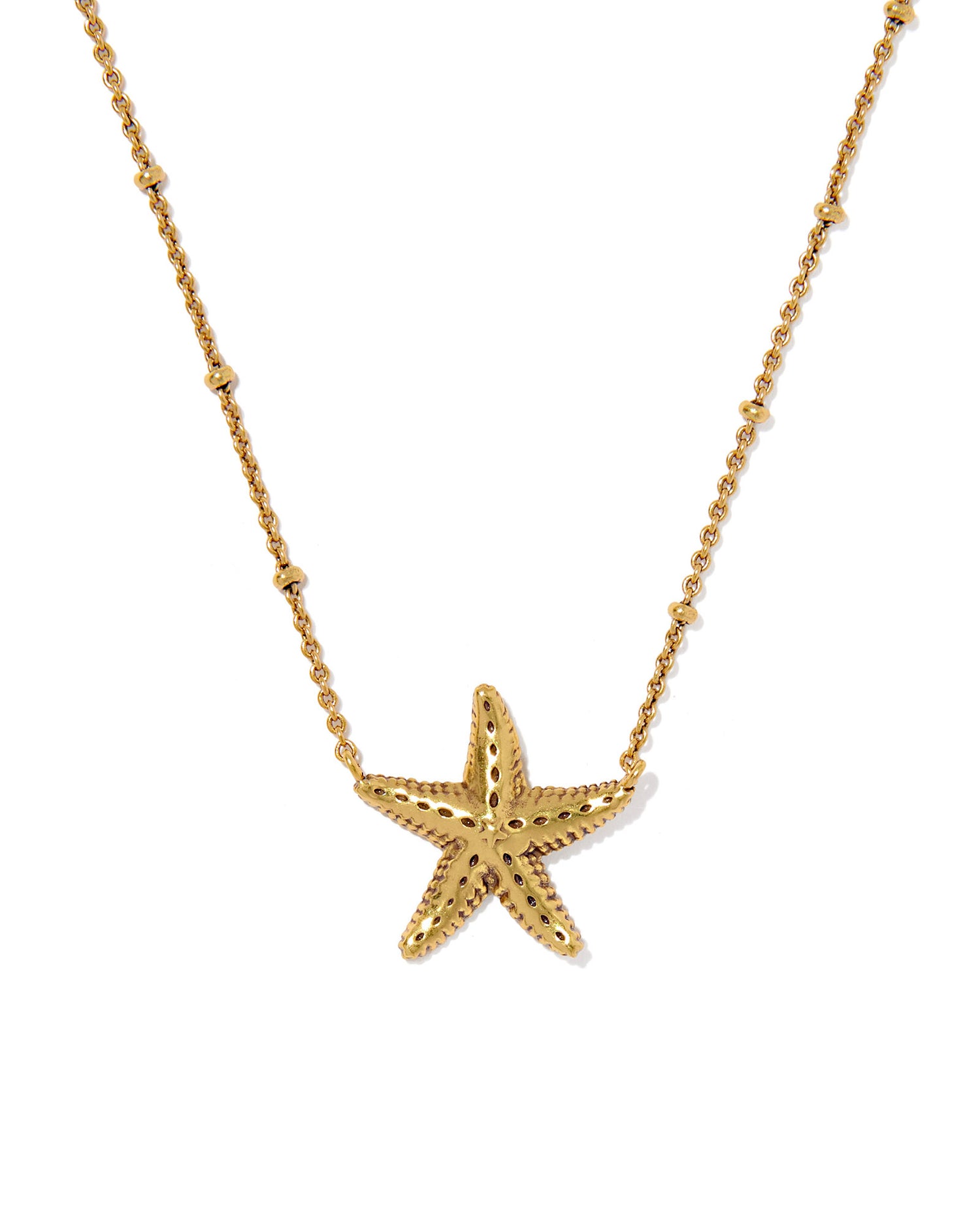 Parker Starfish Metal Short Pendant Necklace Vintage Gold