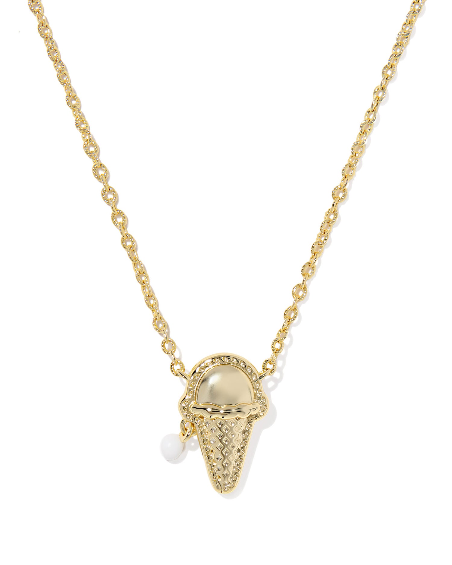 Ice Cream Short Pendant Necklace Gold Ivory Mother of Pearl
