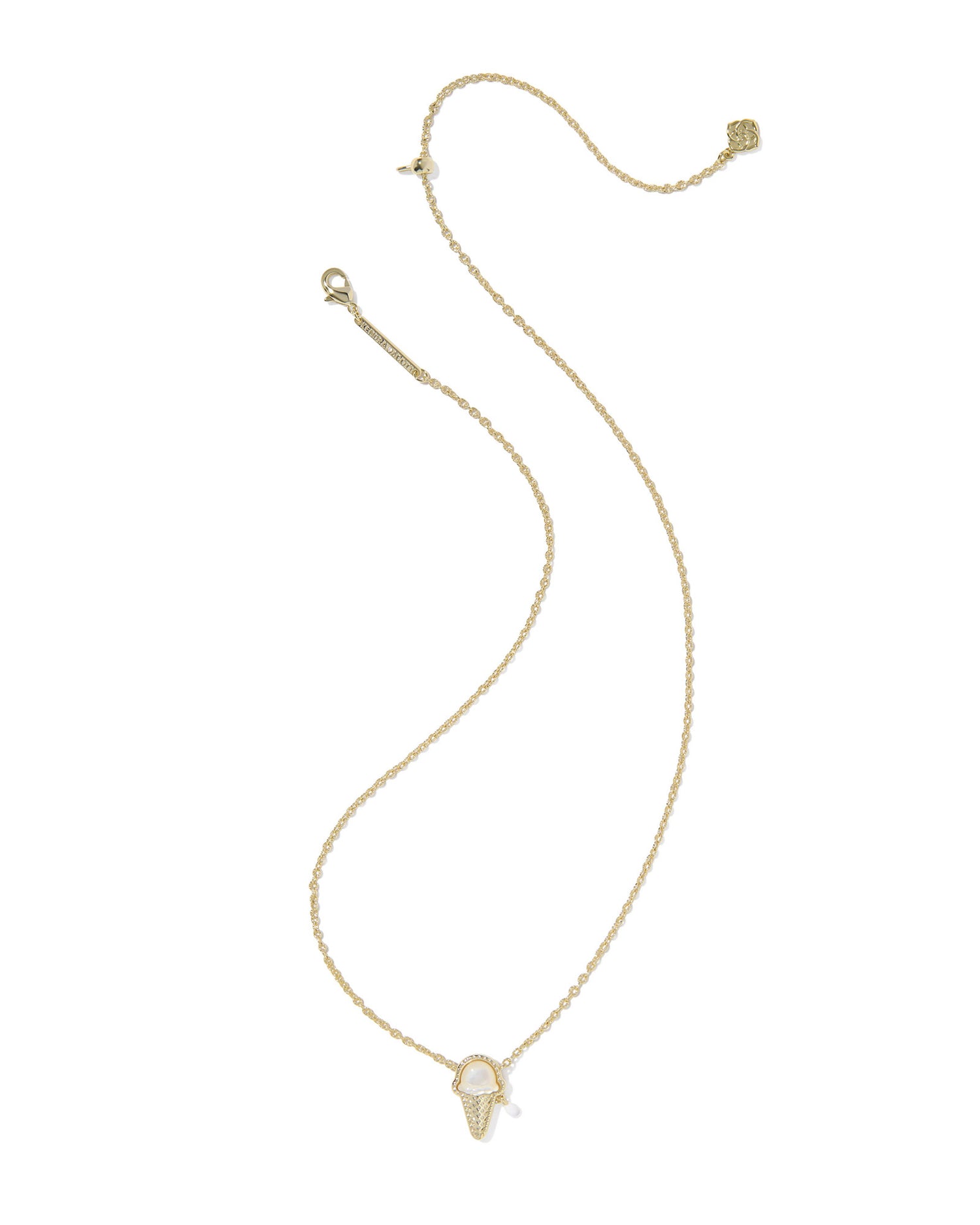 Ice Cream Short Pendant Necklace Gold Ivory Mother of Pearl