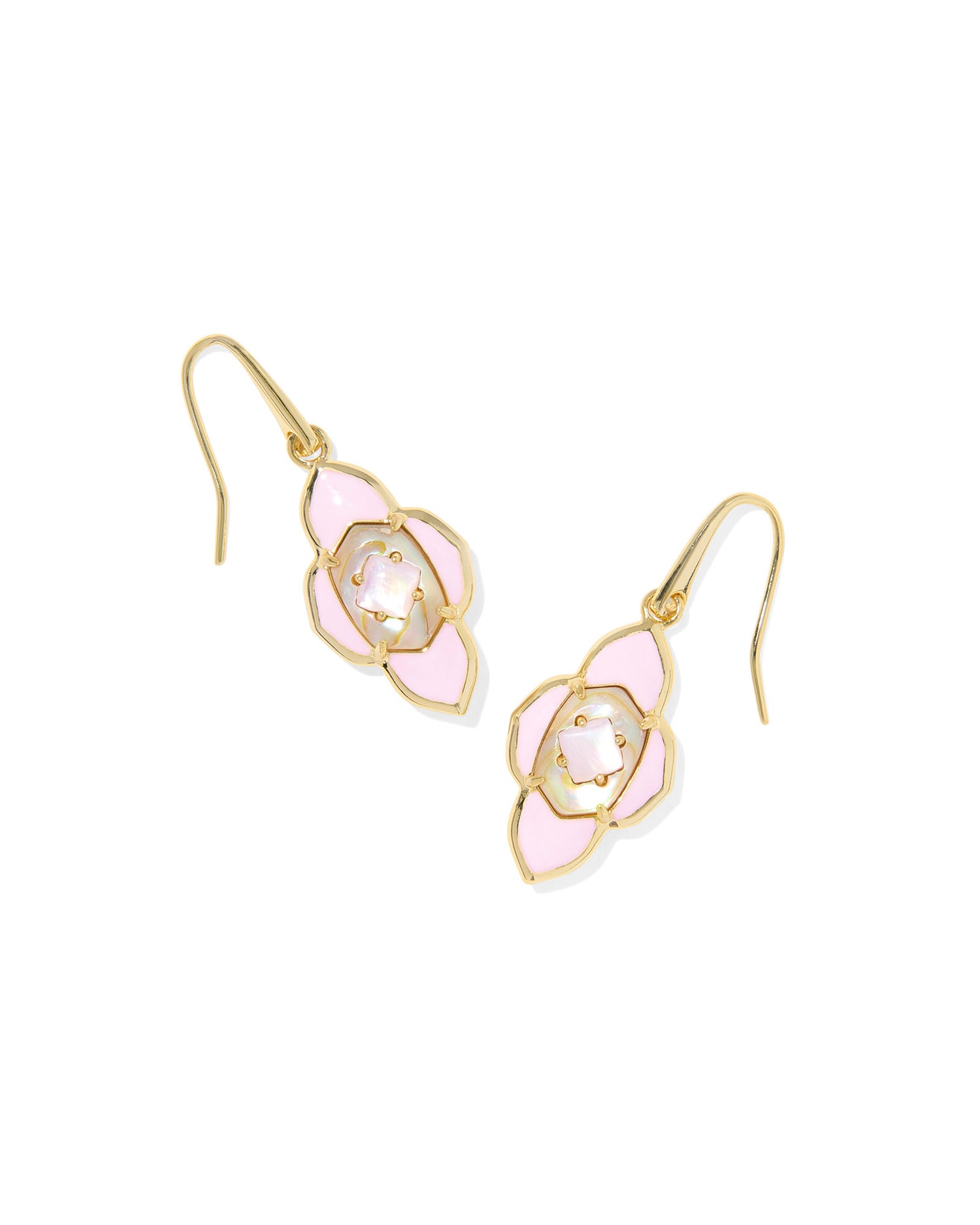 Abbie Medallion Small Drop Earrings Gold Pink Mix
