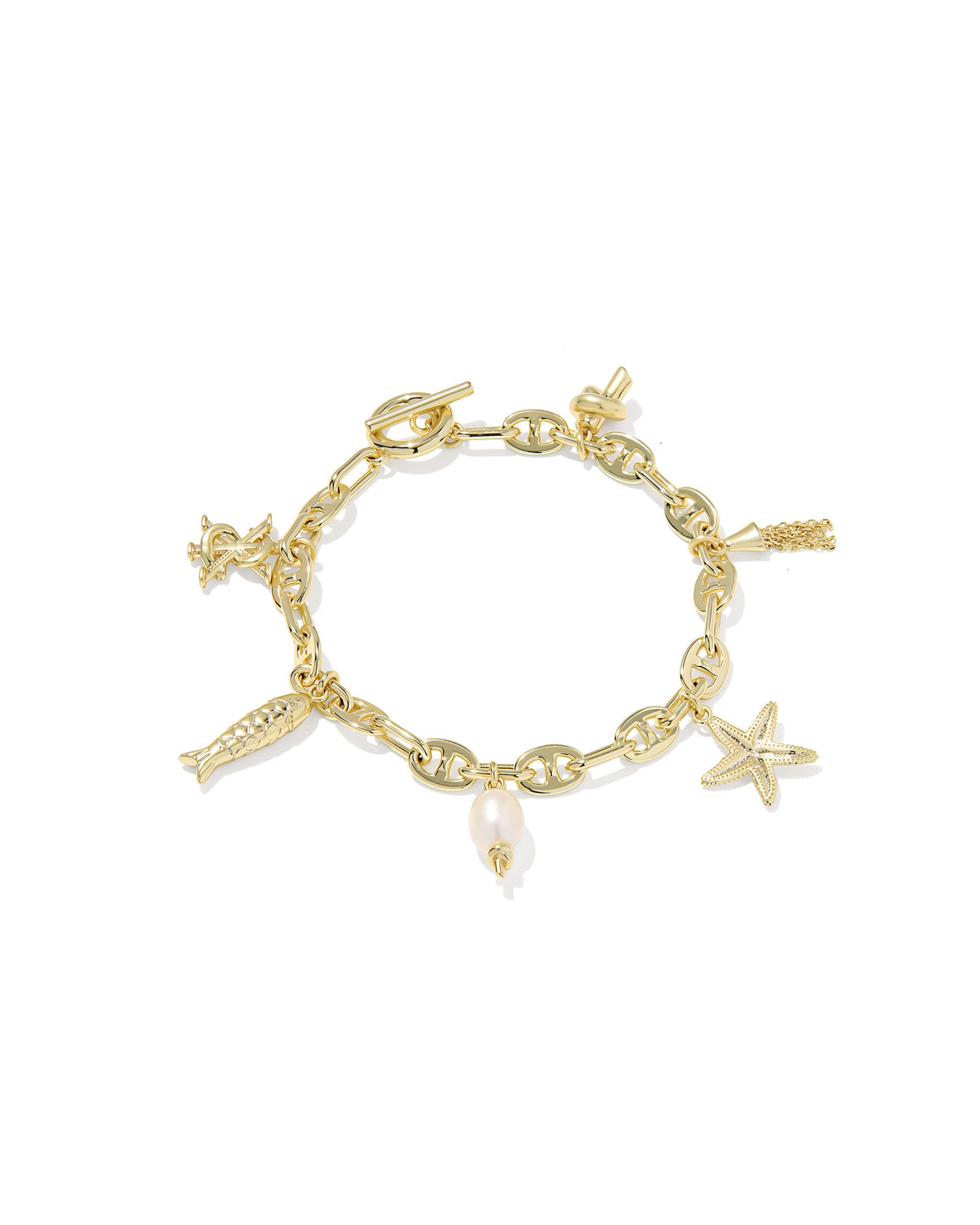 Parker Charm Bracelet Gold Freshwater Cultured Pearl