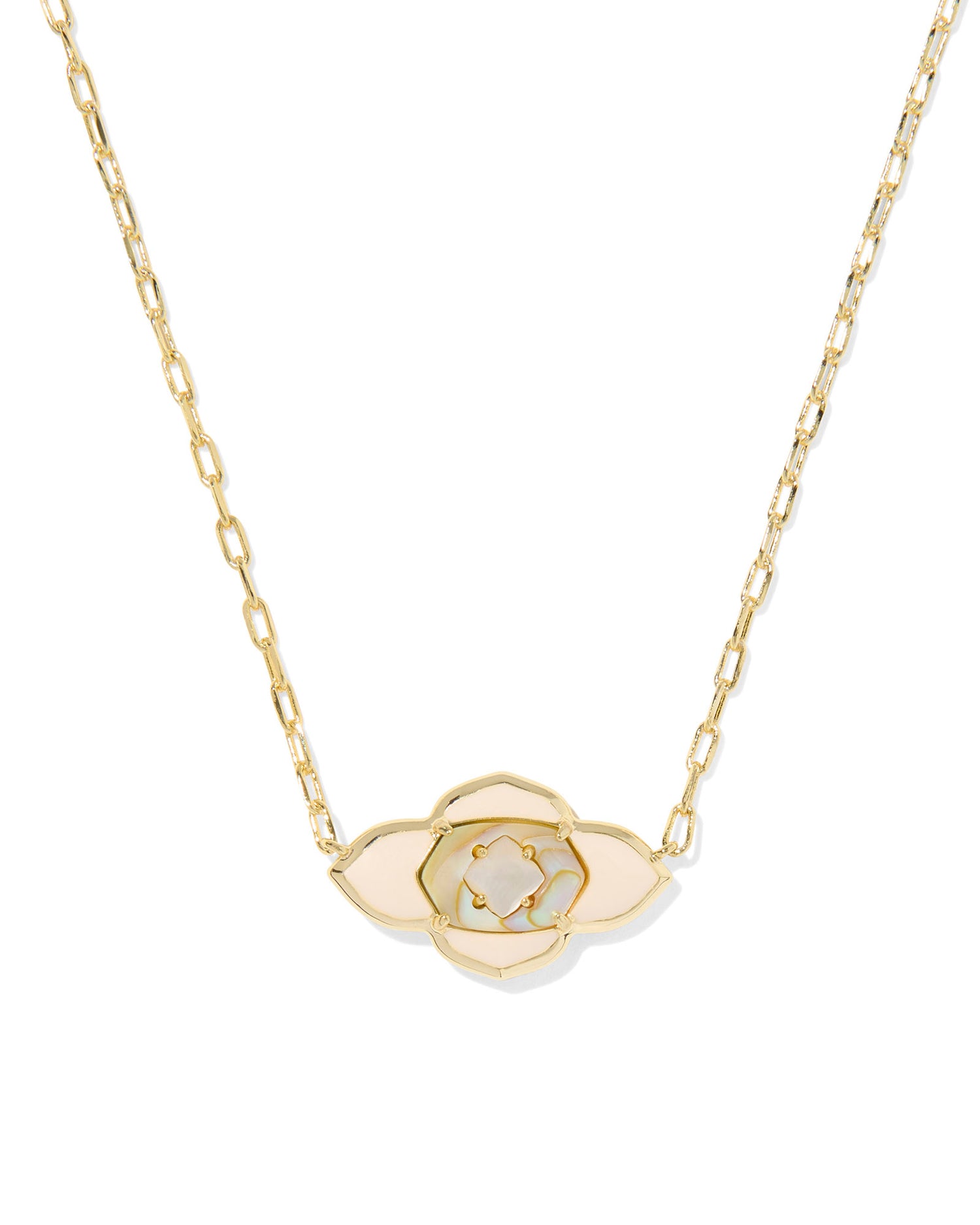 Abbie Medallion Short Pendant Necklace Gold Neutral Mix