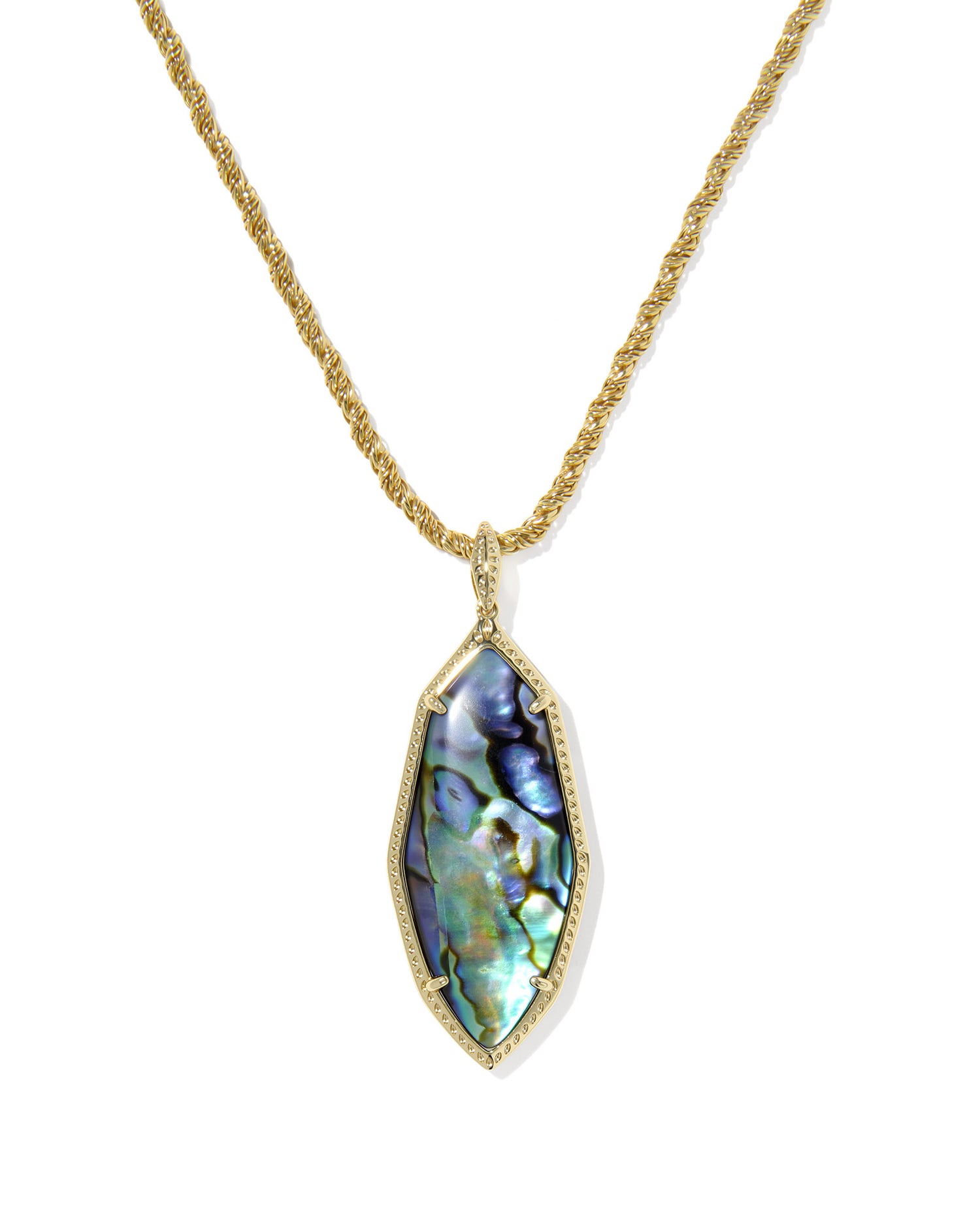 Ophelia Large Long Pendant Necklace Gold Abalone Shell