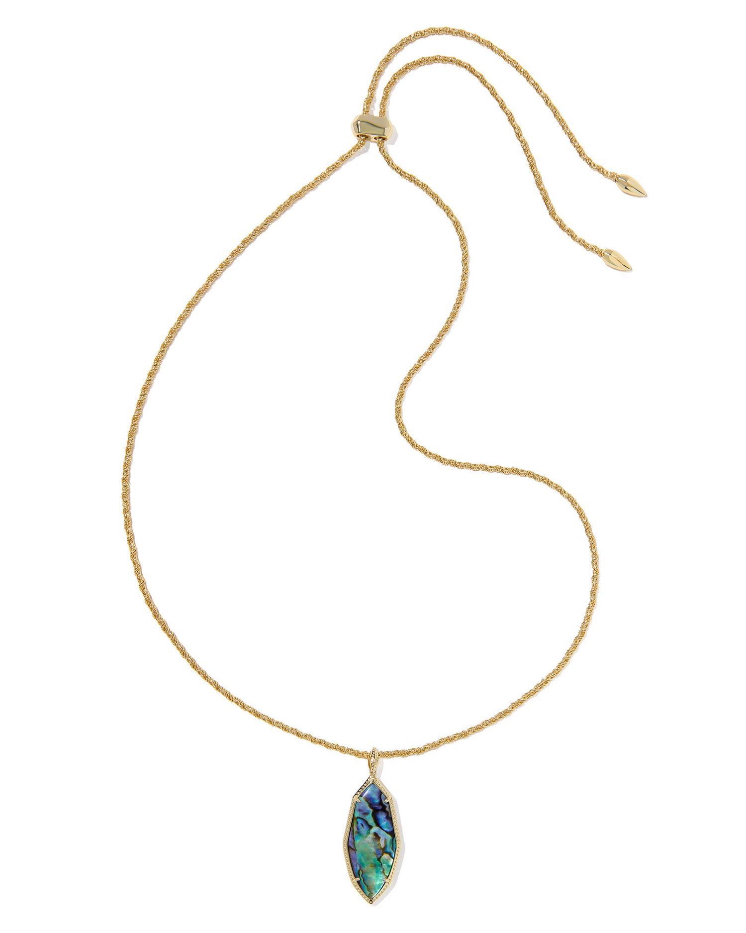 Ophelia Large Long Pendant Necklace Gold Abalone Shell