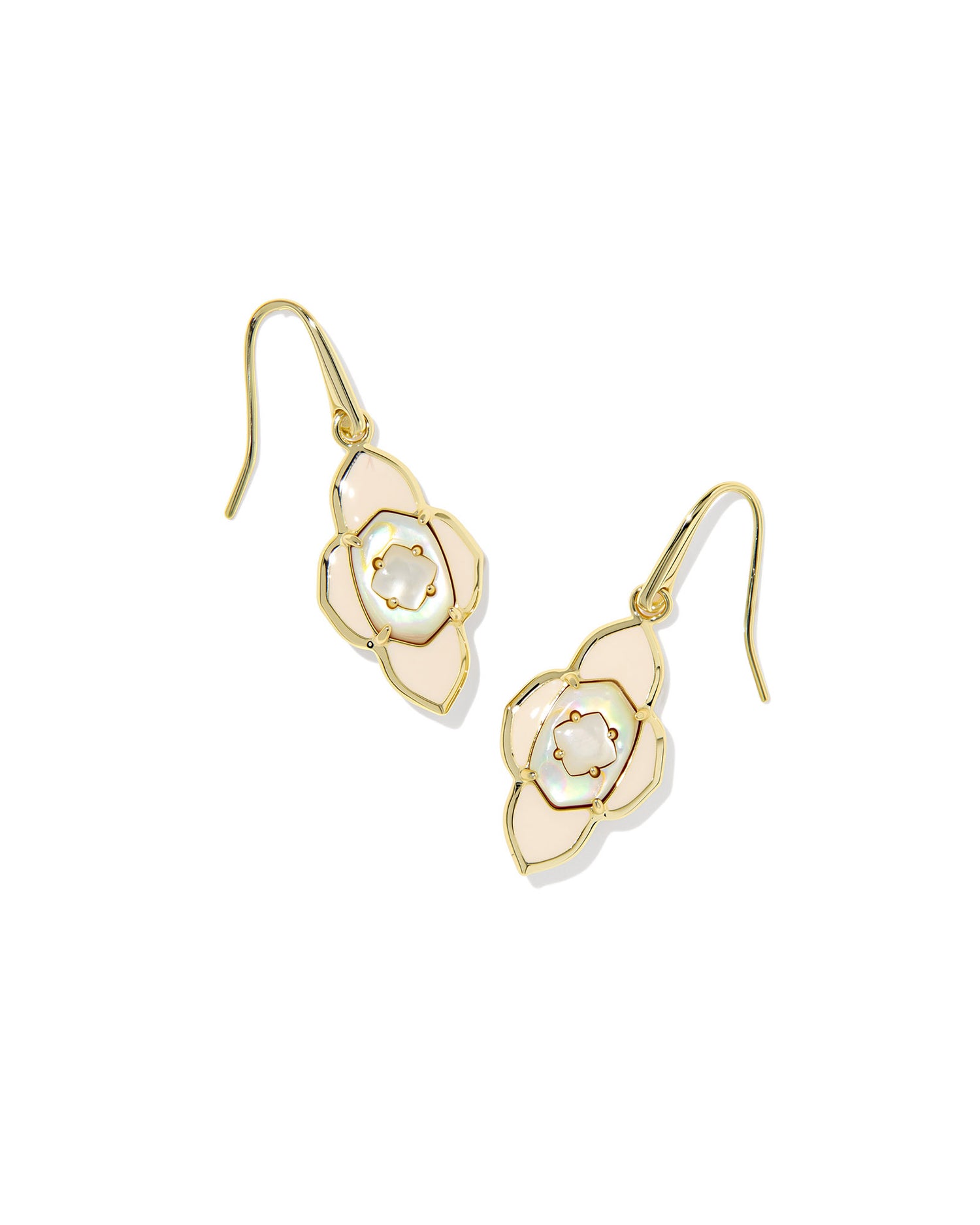 Abbie Medallion Small Drop Earrings Gold Neutral Mix