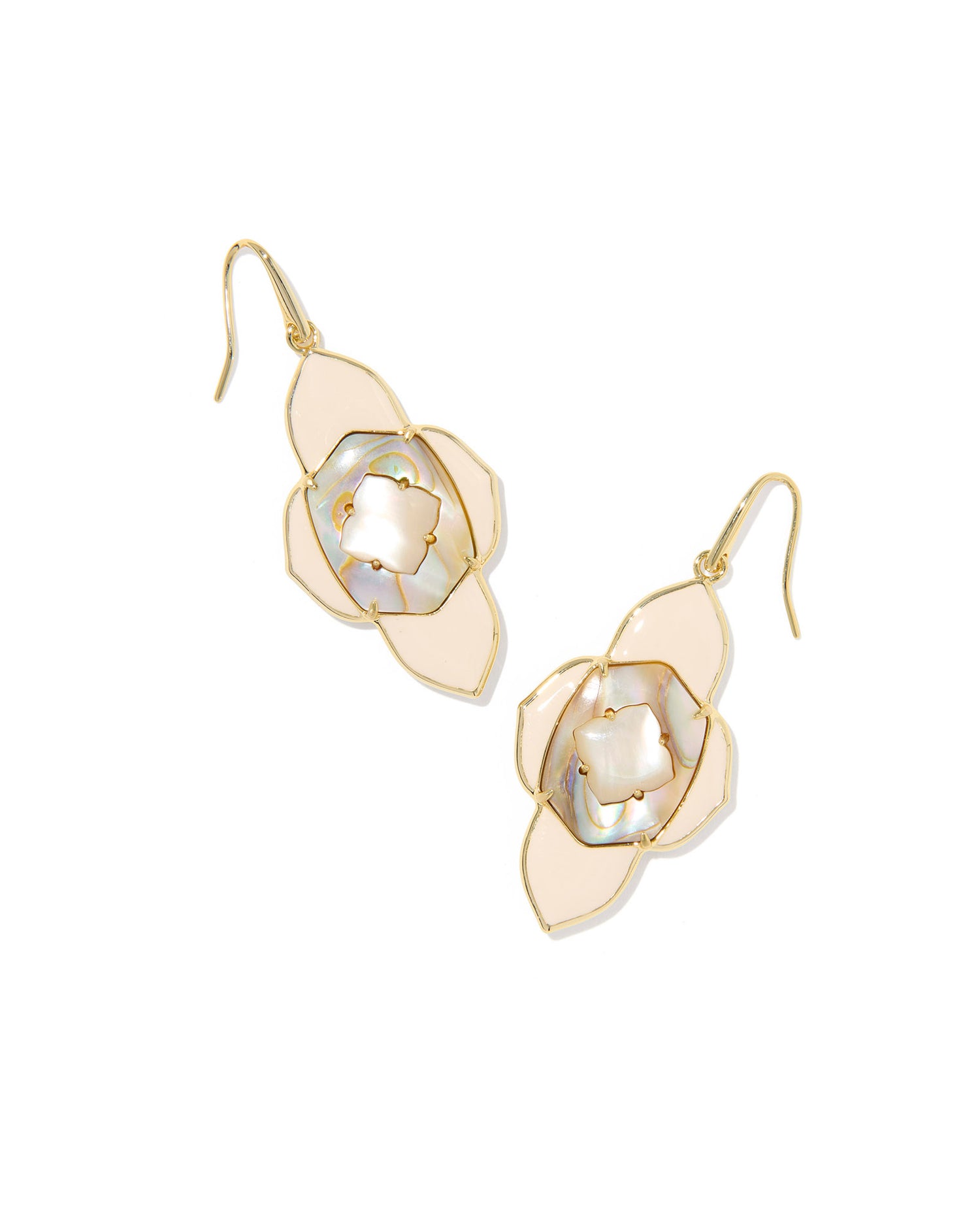 Abbie Medallion Drop Earrings Gold Neutral Mix