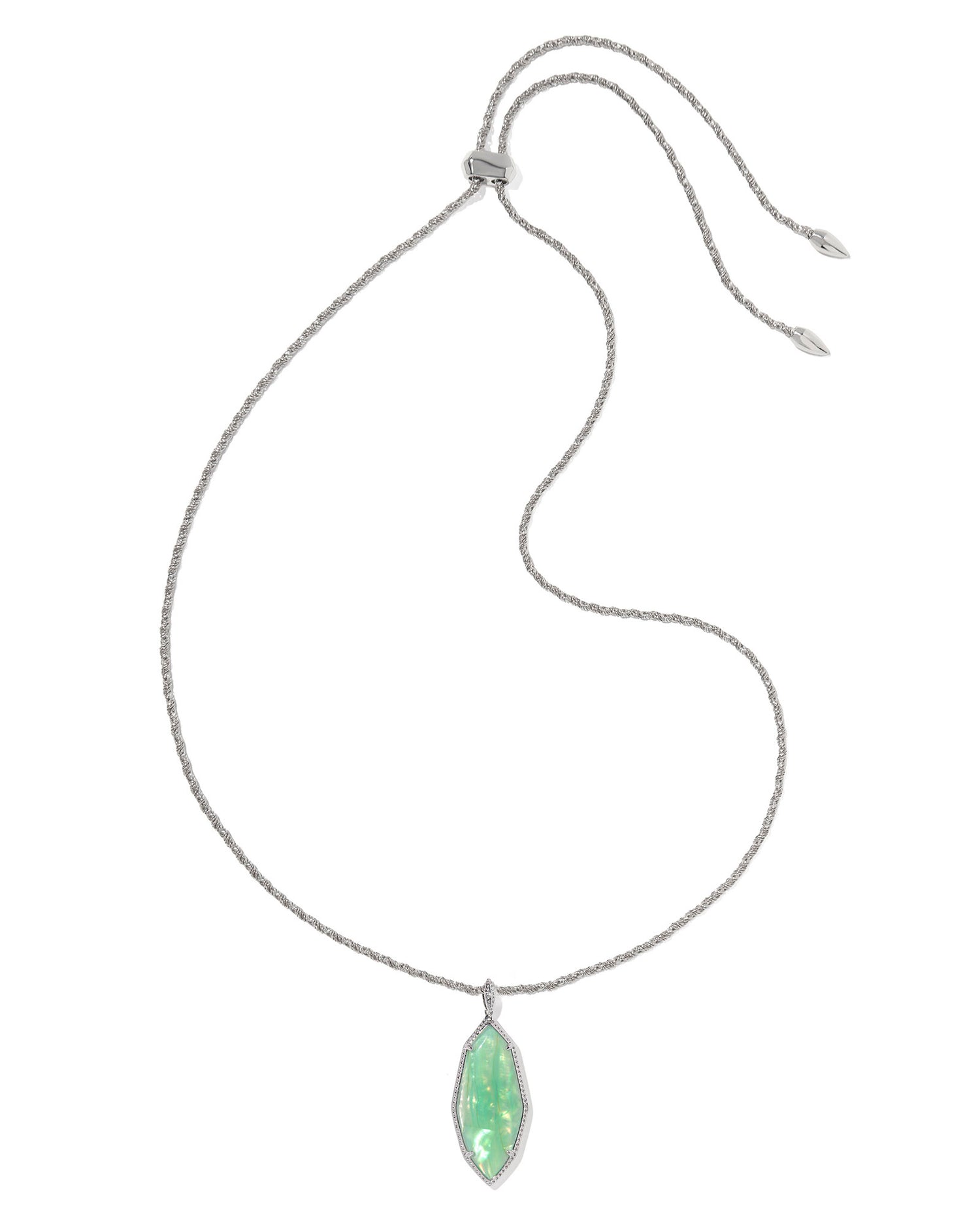 Ophelia Large Long Pendant Necklace Silver Mint Iridescent Abalone
