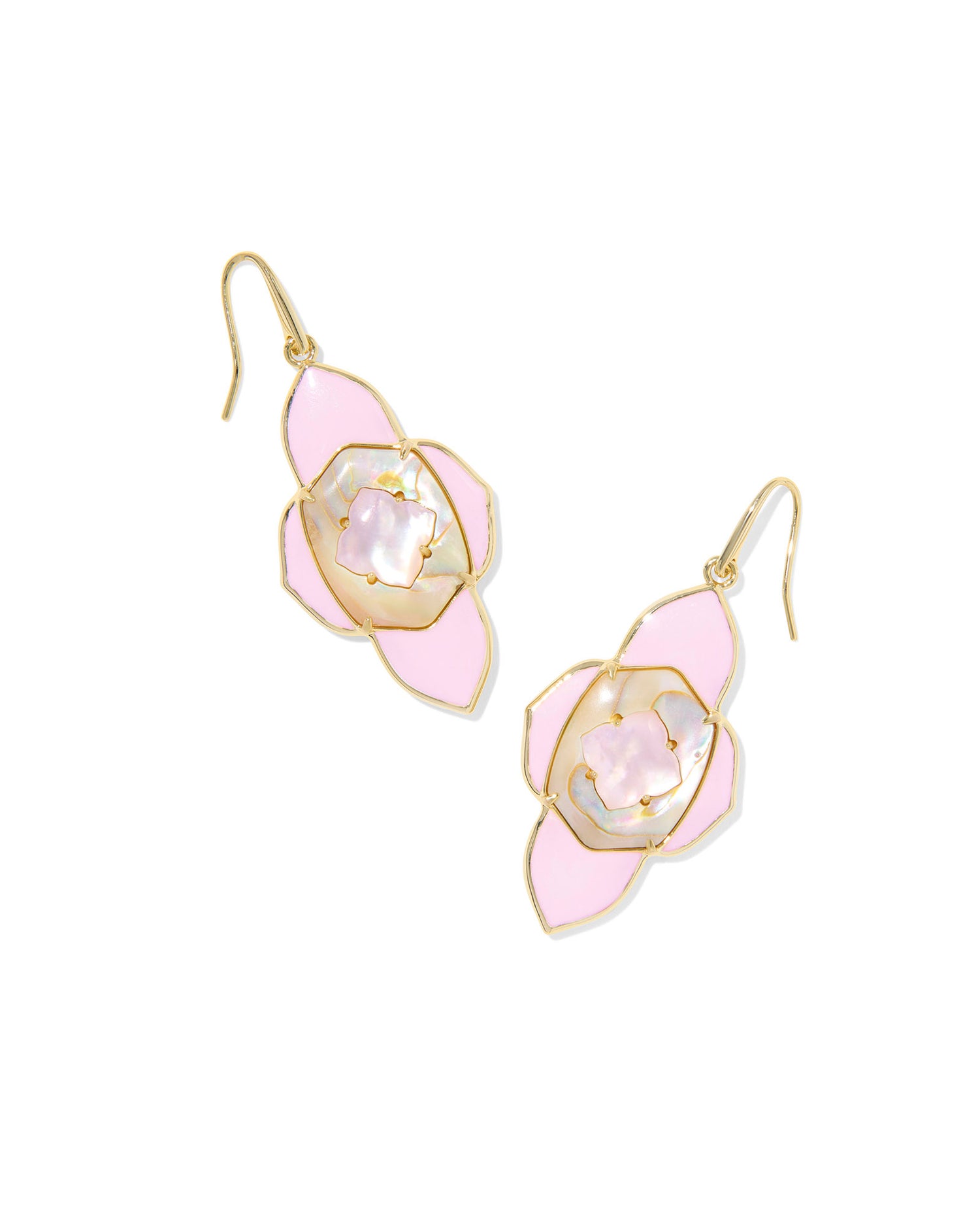 Abbie Medallion Drop Earrings Gold Pink Mix