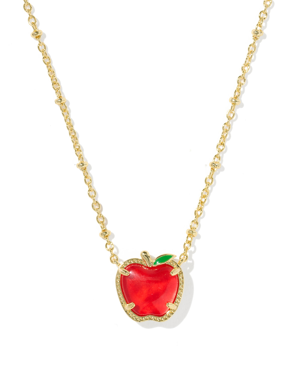 Apple Short Pendant Necklace Gold Red Illusion