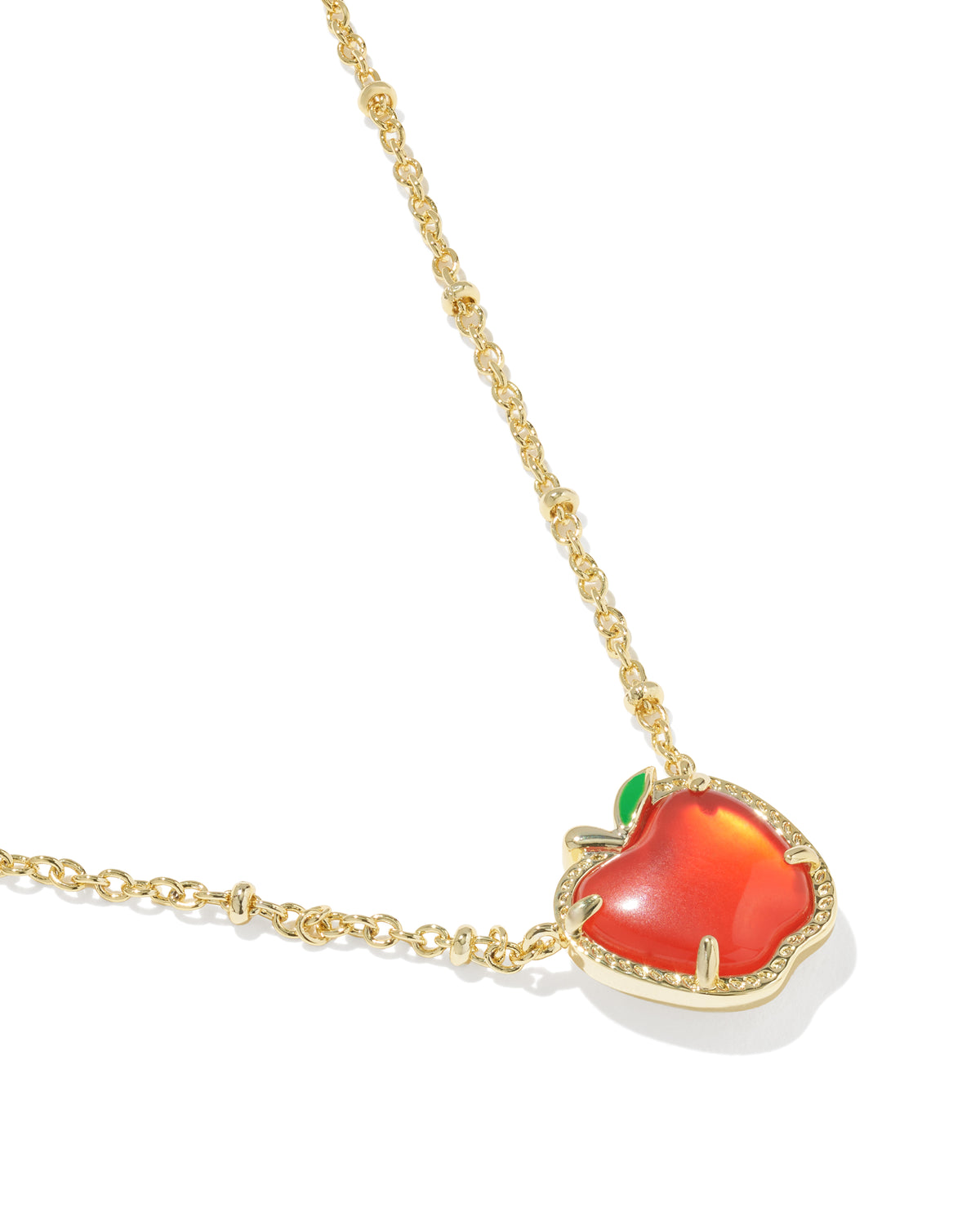 Apple Short Pendant Necklace Gold Red Illusion