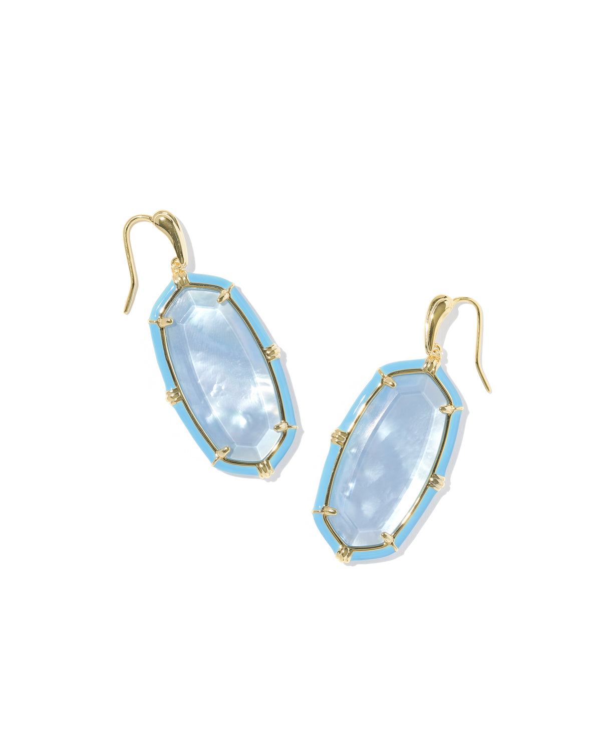 Elle Enamel Drop Earrings Gold Periwinkle Illusion