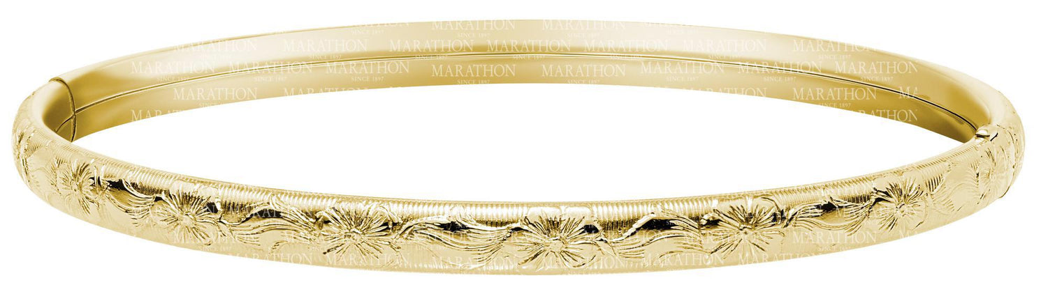 14k Gold Filled Floral Hinged Bangle