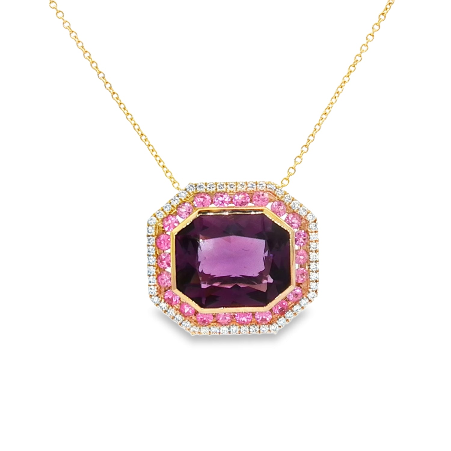 "Sawyer" Diamond, Amethyst, and Pink Sapphire