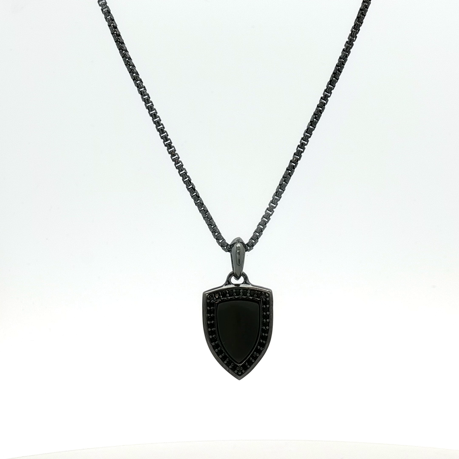 Shield CZ Pendant on a Rounded Box Chain