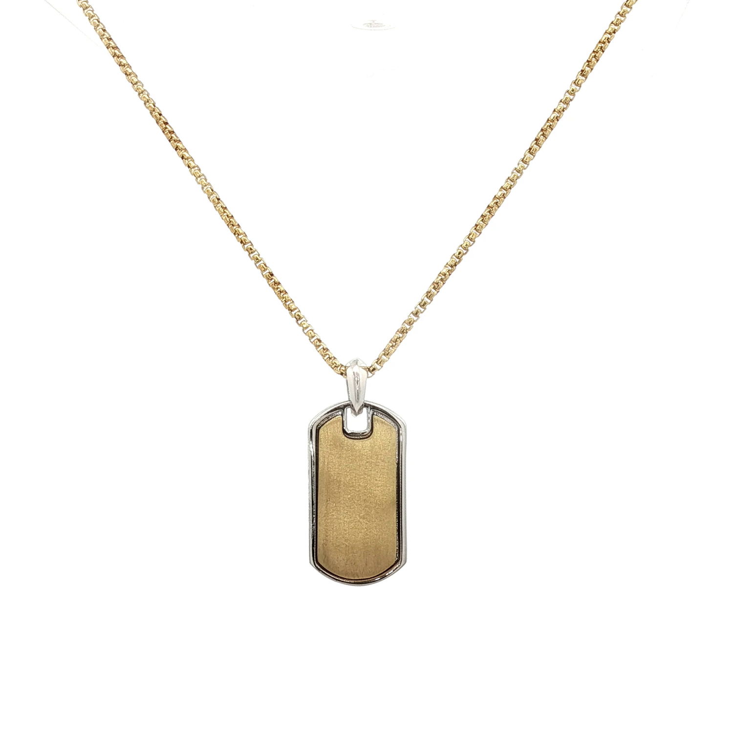 Dog Tag Satin Pendant Charm on a Rounded Box Chain