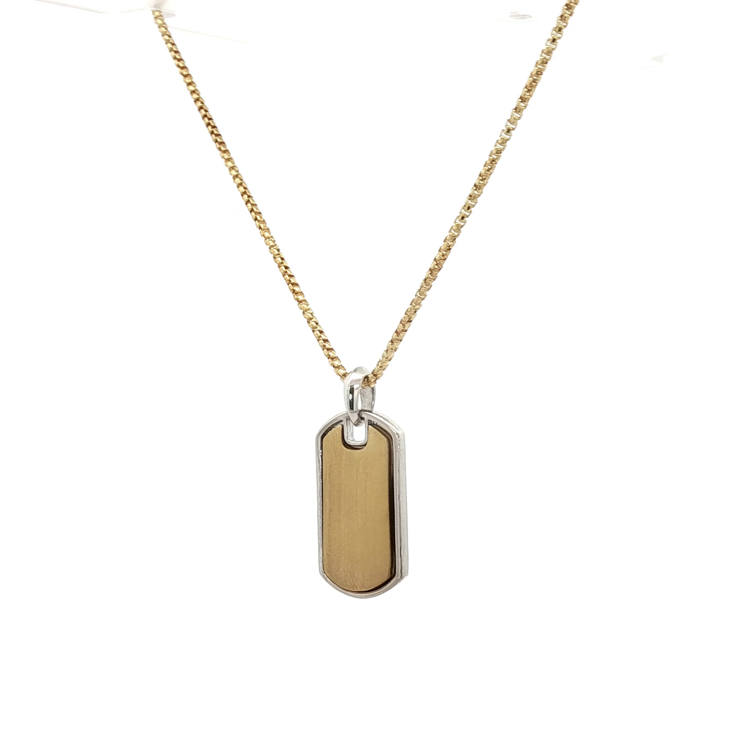 Dog Tag Satin Pendant Charm on a Rounded Box Chain