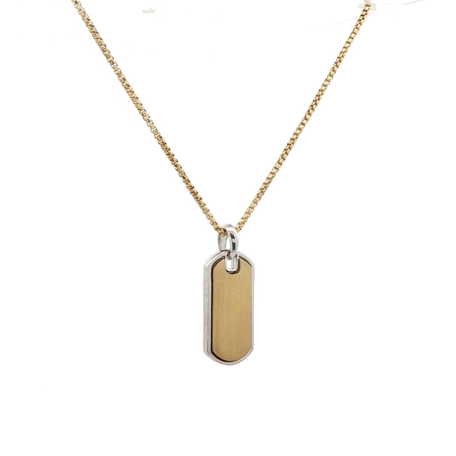 Dog Tag Satin Pendant Charm on a Rounded Box Chain
