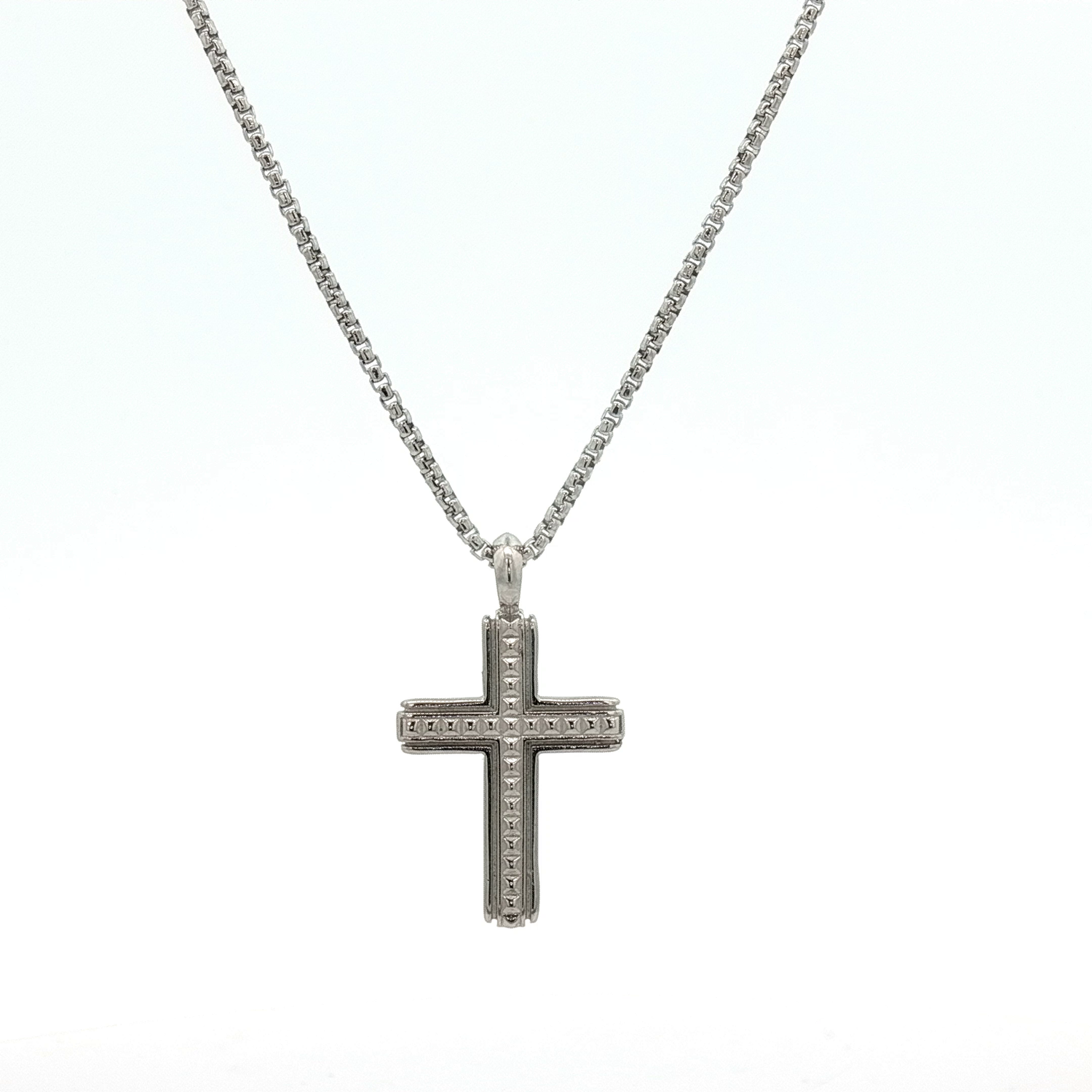 Beaded Cross Pendant on a Rounded Box Chain