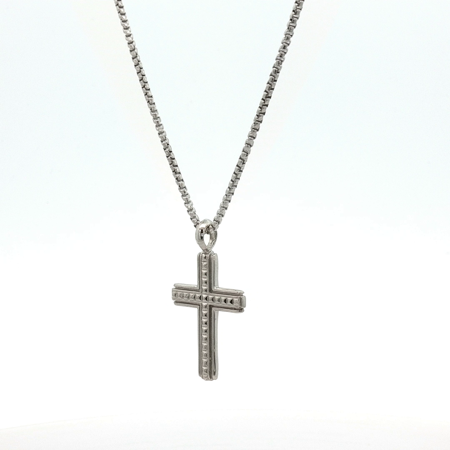 Beaded Cross Pendant on a Rounded Box Chain