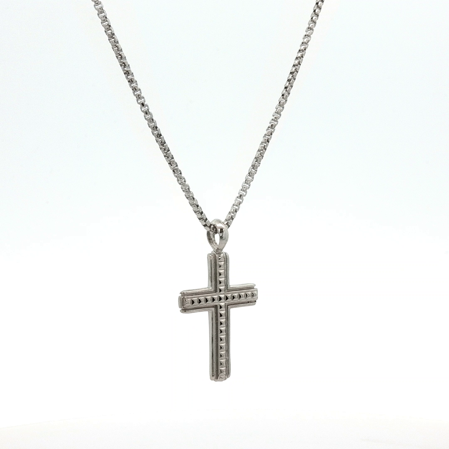 Beaded Cross Pendant on a Rounded Box Chain