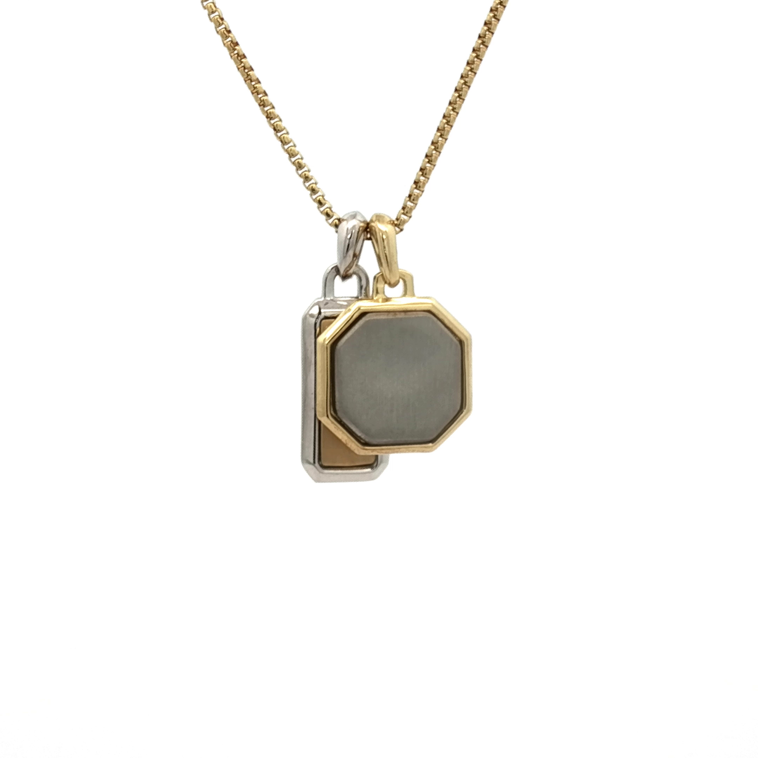 Rectangle and Octagon Charms on a Rounded Box Chain