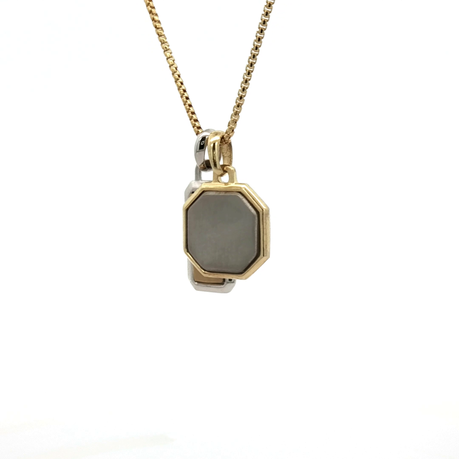Rectangle and Octagon Charms on a Rounded Box Chain