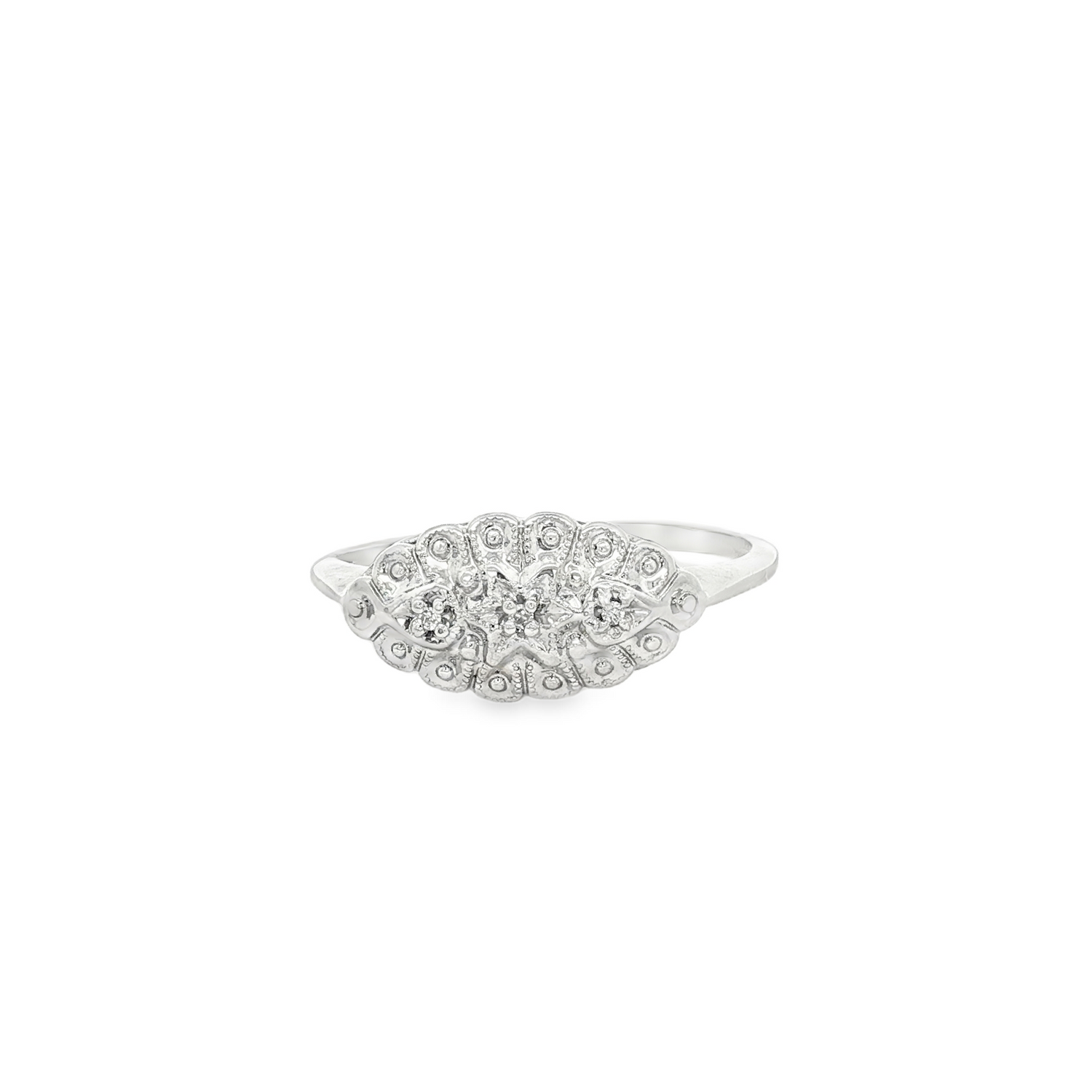 14K White Gold 0.03ctw Diamond Filigree Ring