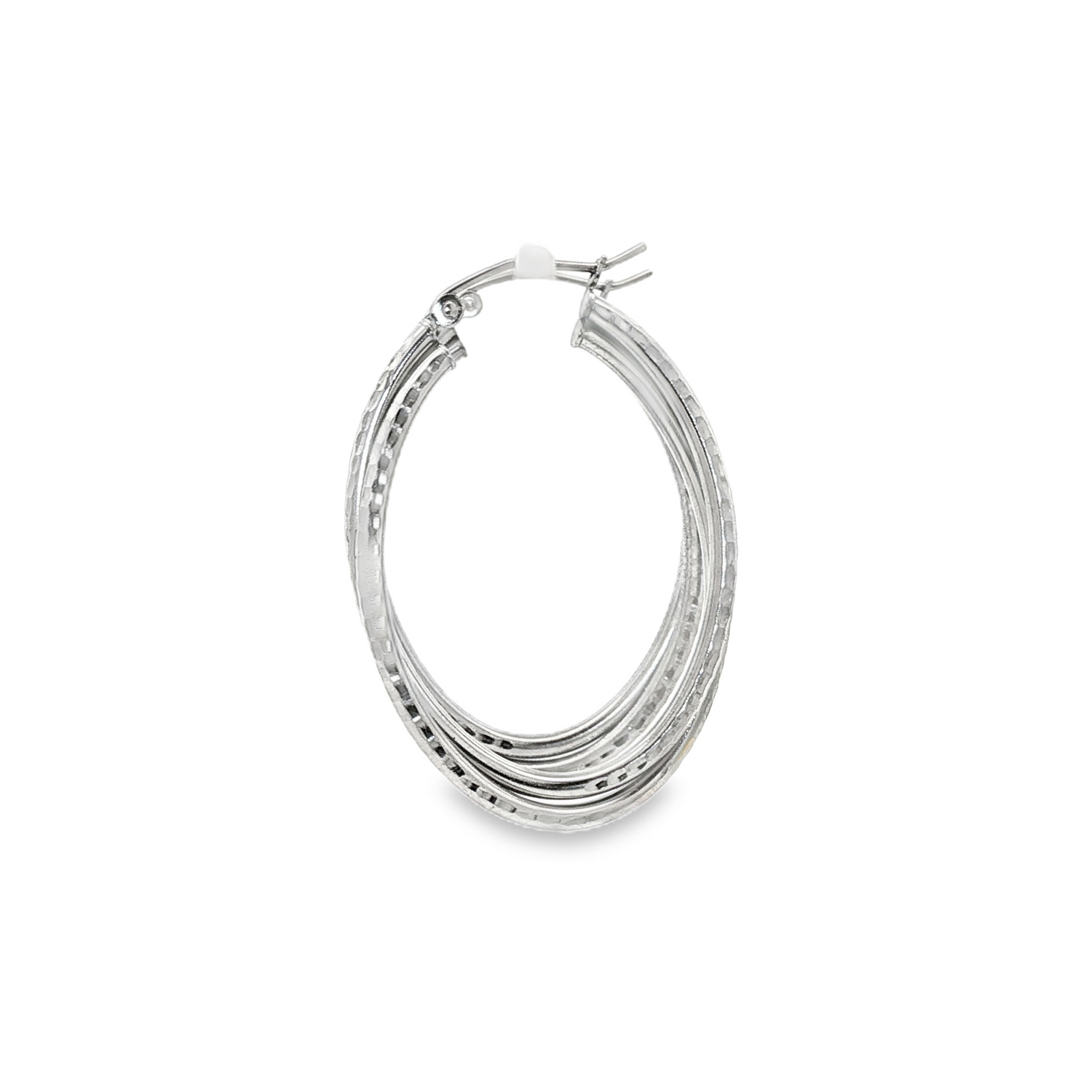 Sterling Silver Twisted Textured Oval Earrings