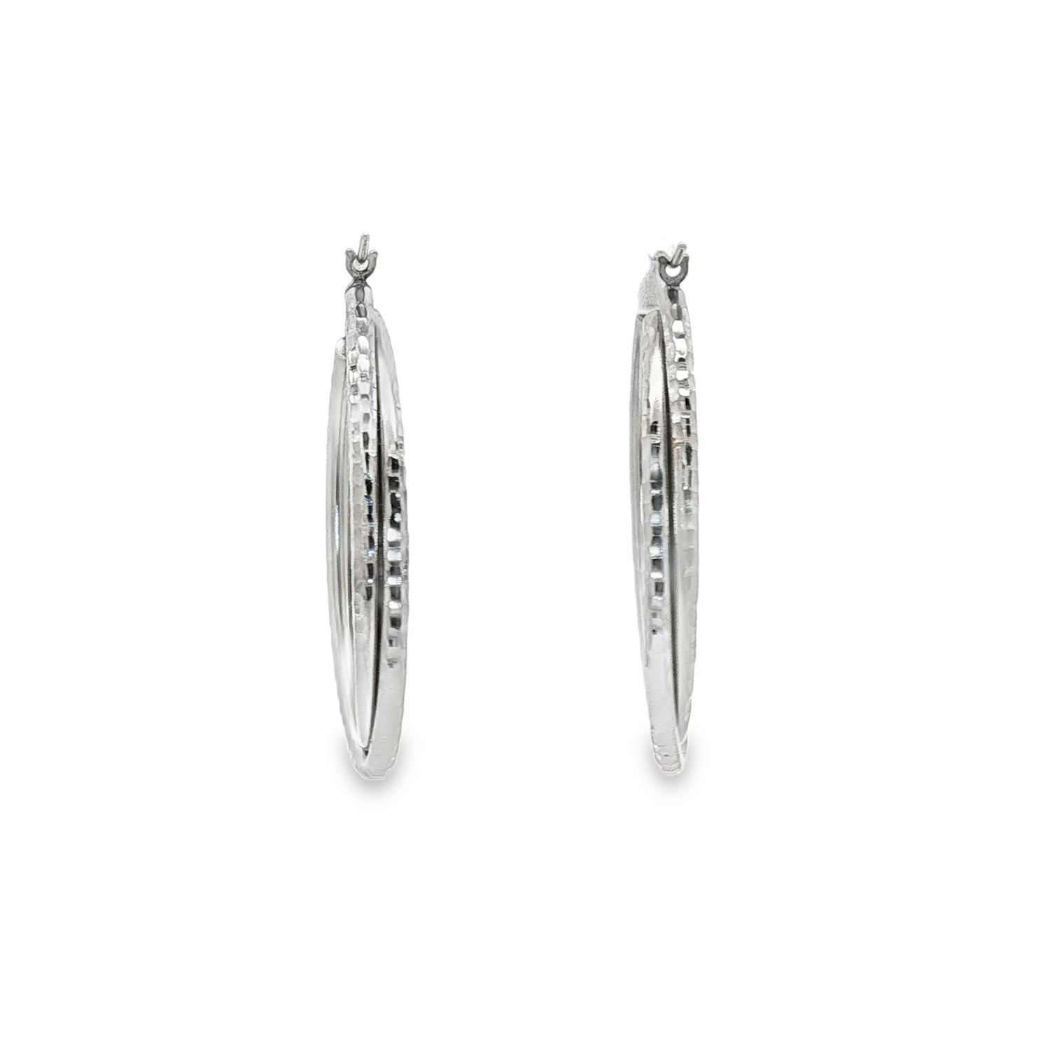 Sterling Silver Twisted Textured Oval Earrings