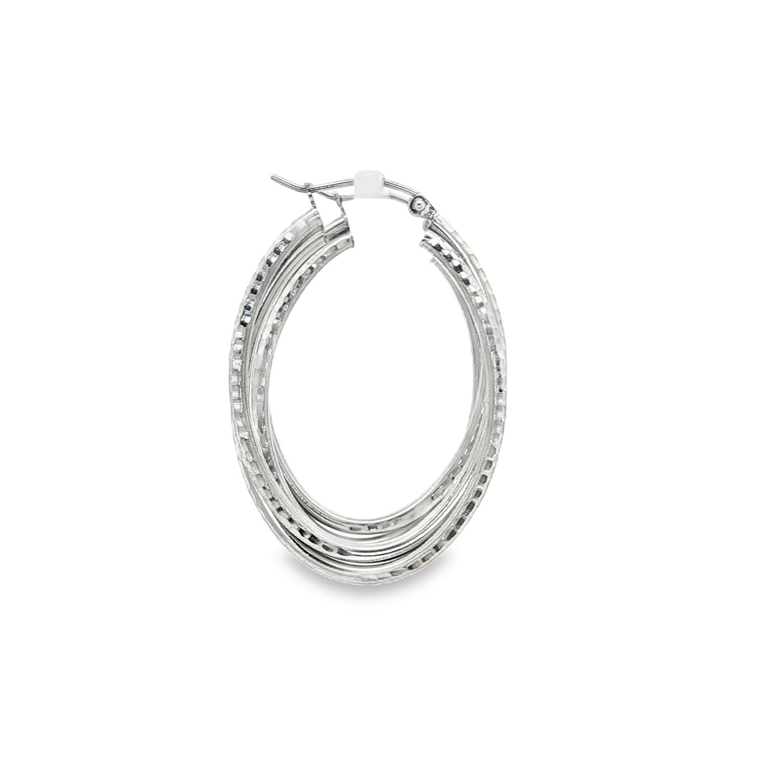Sterling Silver Twisted Textured Oval Earrings