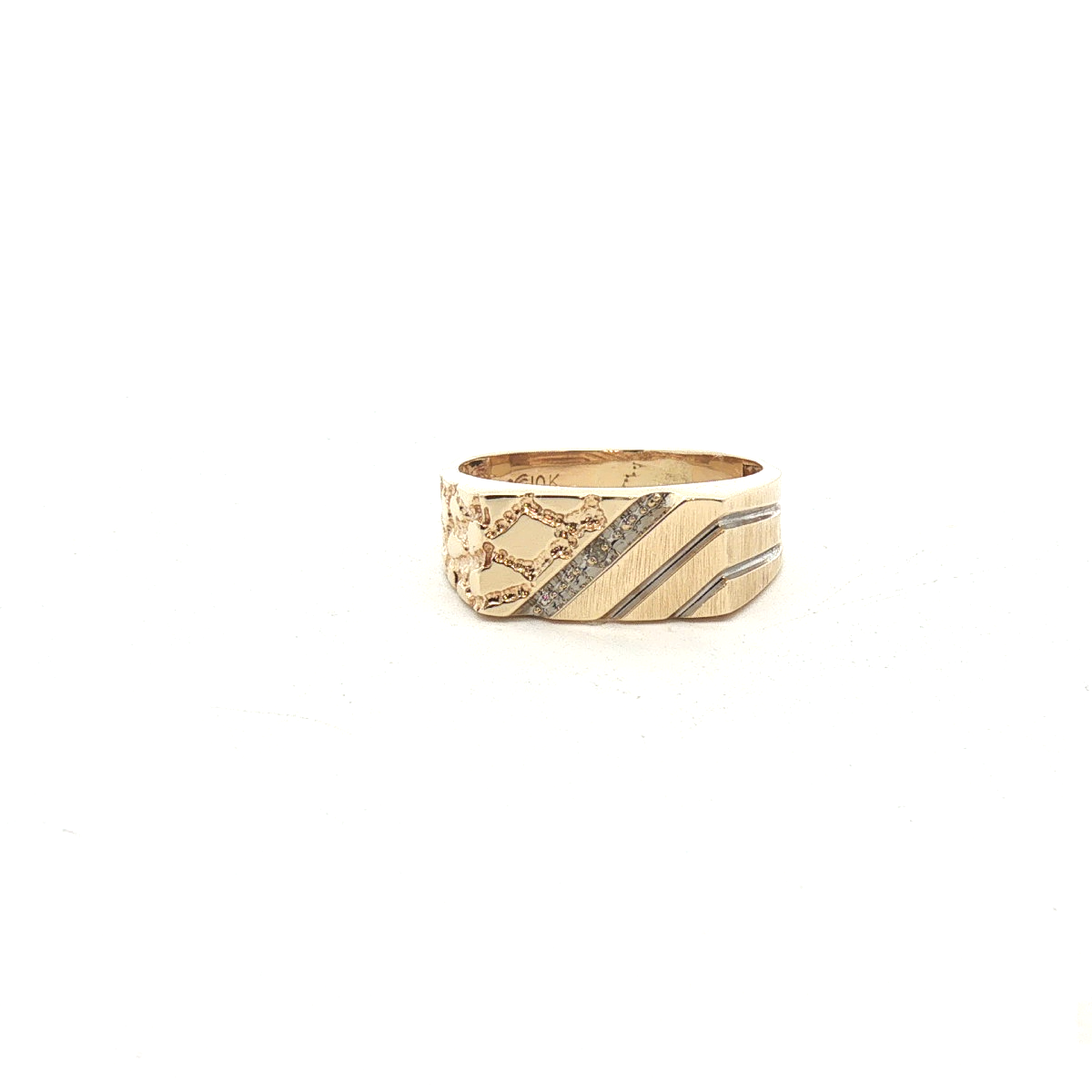 10K Yellow Gold Men's Nugget Design Signet Ring