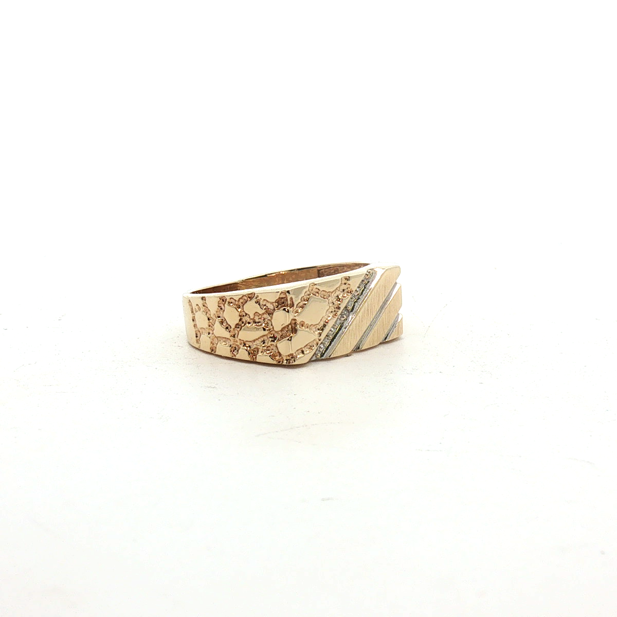 10K Yellow Gold Men's Nugget Design Signet Ring