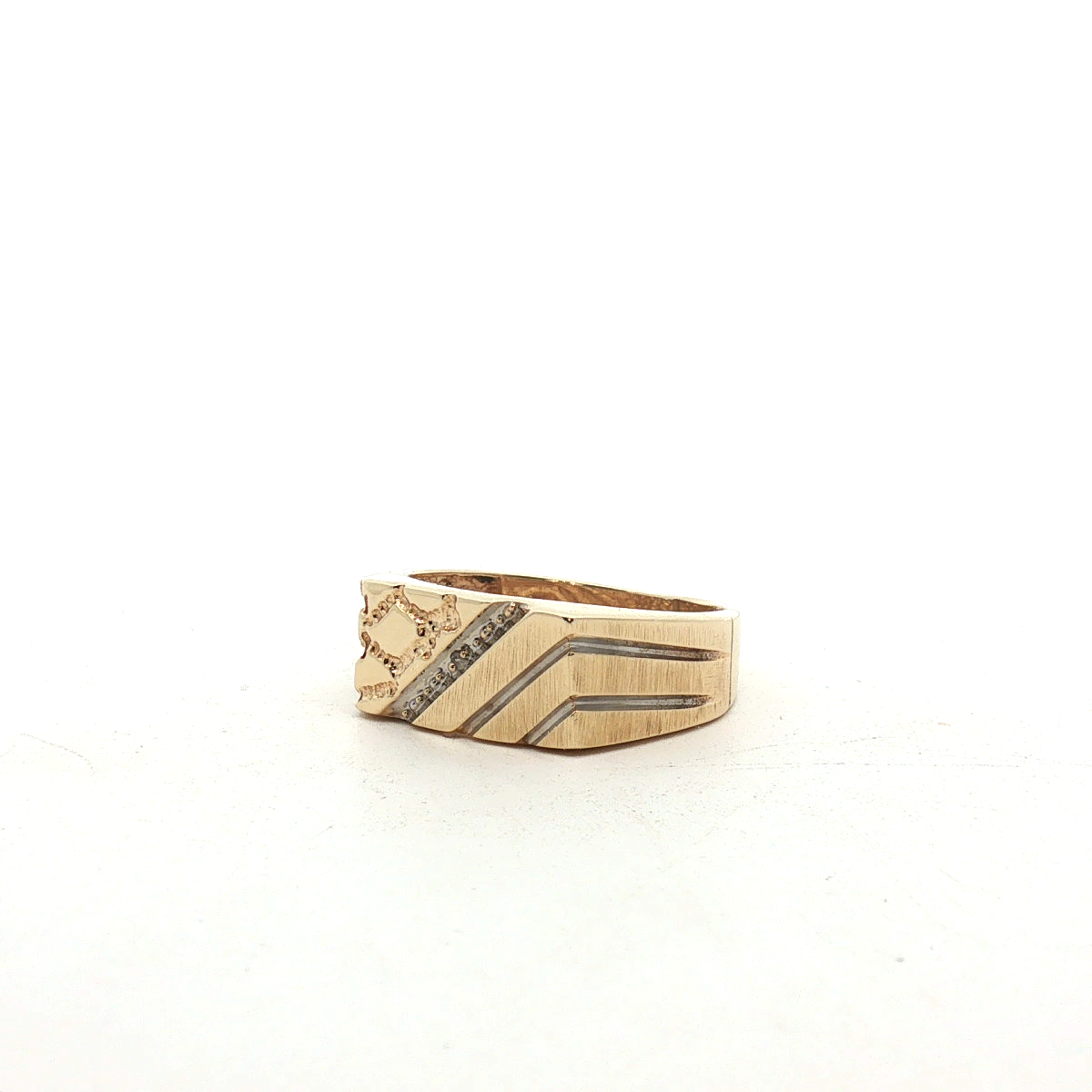 10K Yellow Gold Men's Nugget Design Signet Ring