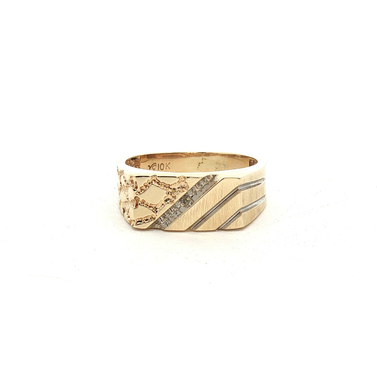 10K Yellow Gold Men's Nugget Design Signet Ring