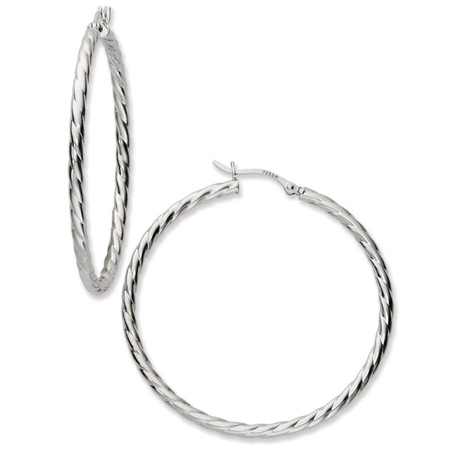 Sterling Silver 1.75" Twisted Hoop Earrings