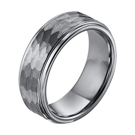 8mm Tungsten Dome Step Edge Hammer Finish