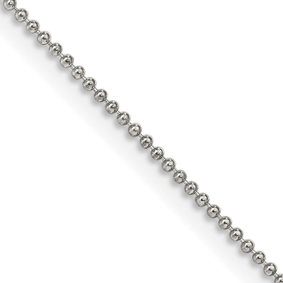 16" Sterling Silver 1mm Beaded Chain