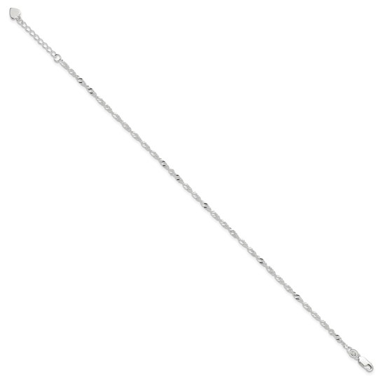 Sterling Silver Diamond Cut Polished 7in Including a 1in Ext. Anklet