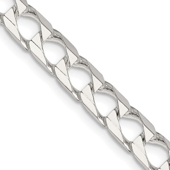 24" Sterling Silver 6.25mm Flat Open Curb Chain