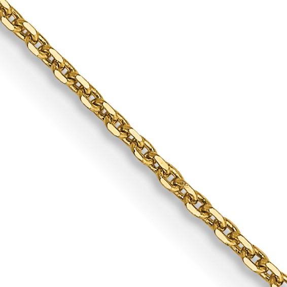 14K 16 inch .9mm Diamond-cut Round Open Link Cable with Lobster Clasp Chain