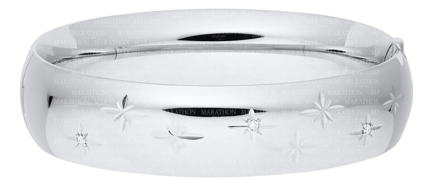 Sterling Silver 16mm Starcut Diamond Bangle Bracelet