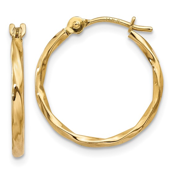 10k Yellow God Twist Hoop Earrings