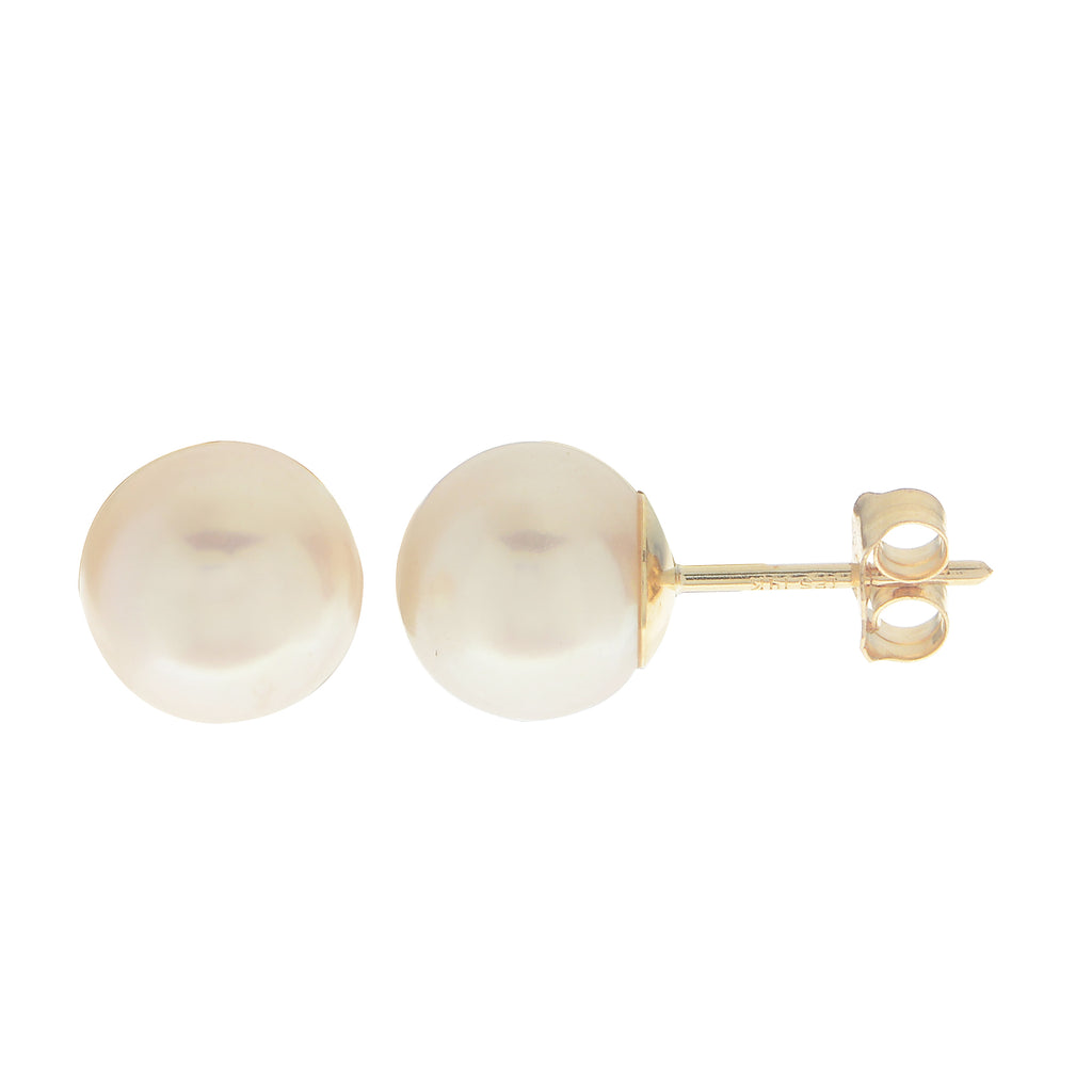 14k Yellow Gold 8mm "A"  Akoya CP Stud Earrings