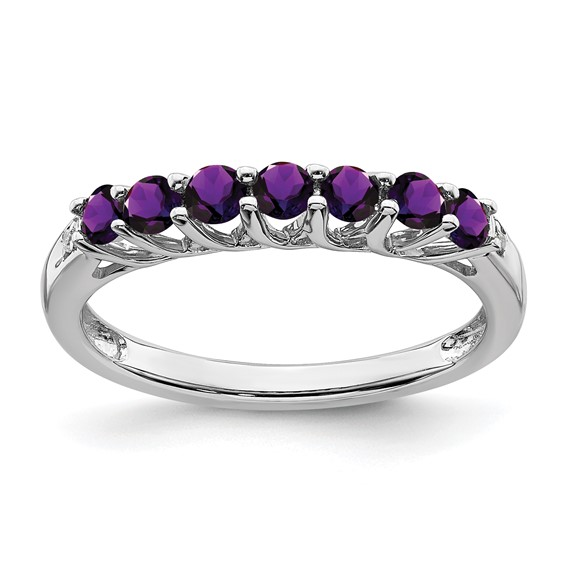 Sterling Silver Rhodium-plated Amethyst Ring