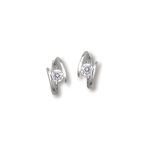 Sterling Silver Huggie CZ Earrings