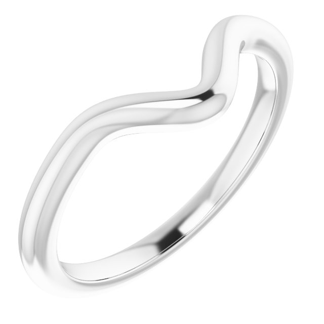 14K White Plain Curved Band