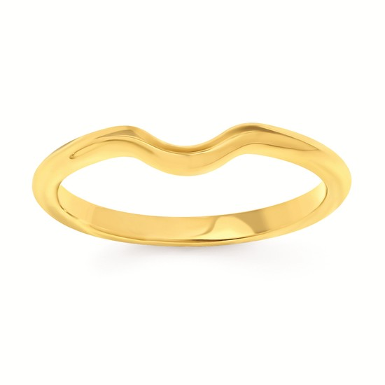14k Yellow Gold Curved Plain Band